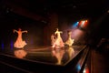 Folklore dancers perform the famous Spanish Flamenco dance at San Miguel Castle during a dance show for tourists