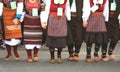 Folklore group from Serbia dressed in traditional clothing is pr