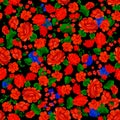 Folklore seamless pattern with red flowers. Vector patch for print