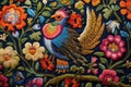 Folkloreinspired Motifs Come Alive In Embroidered Masterpiece. Generative AI Royalty Free Stock Photo