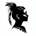 Folkloric Realism: Captivating Female Profile With Feathers And Headdress Royalty Free Stock Photo