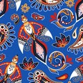 Folkloric Seamless Pattern with Folkloric Bird, Nature Inspired Design Element