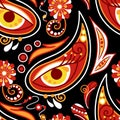 Folkloric Seamless Pattern with Mystical Eye on Indian Cucumber, Nature Inspired Design Element