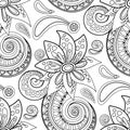 Folkloric Seamless Pattern with Paisley Flower, Nature Inspired Design Element