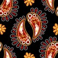 Folkloric Seamless Pattern with Paisley Indian Cucumber, Nature Inspired Design Element