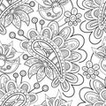 Folkloric Seamless Pattern with Paisley Indian Cucumber, Nature Inspired Design Element