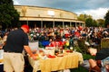 Folks set up a picnic table just prior to a concert at Tanglewood