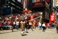 Folks take a lunchtime break in Times Square, New York City Royalty Free Stock Photo