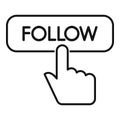Follow click button icon outline vector. New popular page Royalty Free Stock Photo
