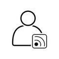 Black line icon for Follow feed, rss and blog Royalty Free Stock Photo