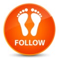 Follow (footprint icon) elegant orange round button