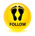 Follow (footprint icon) glassy yellow round button