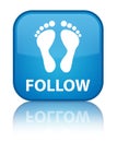 Follow (footprint icon) special cyan blue square button