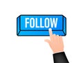 Follow. Hand click icon. Finger click icon. Vector stock illustration.