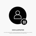 Follow, Hash tag, Tweet, Twitter, Contact solid Glyph Icon vector