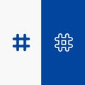 Follow, Hash tag, Tweet, Twitter Line and Glyph Solid icon Blue banner Line and Glyph Solid icon Blue banner