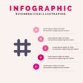 Follow, Hash tag, Tweet, Twitter Solid Icon Infographics 5 Steps Presentation Background