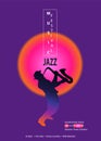 Follow Jazz festival 2024 Music Holiday Sunset modern design futuristic poster banner flyer placard wallpaper print vector templat