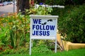 We follow Jesus foot prints Royalty Free Stock Photo