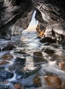 Follow the light inside a and natural sea cave