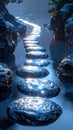 Glowing Stepping Stones on a Mystical Path Royalty Free Stock Photo