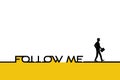 Follow me. Landing page vector flat businessman