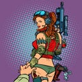 Follow me woman military science fiction paratrooper soldie