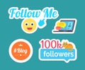 Follow Me Smile Emoticon and Follower Set Vector