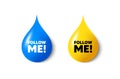 Follow me tag. Special offer sign. Paint drop 3d icons. Vector
