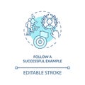 Follow successful example blue concept icon