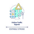 Follow traffic signals concept icon