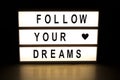 Follow your dreams light box sign board