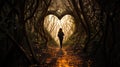 Follow Your Heart A Person Navigating Through Heartshaped Trees