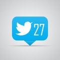 Follower counter notification. Blue bird icon. Vector illustration Royalty Free Stock Photo