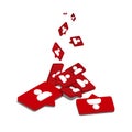 Follower icons on a red pin fall from the sky. Isometric style Royalty Free Stock Photo