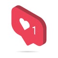Follower isometric notification symbol for application instagram. Web app button for social media. Vector illustration icon