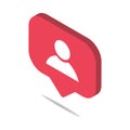 Follower isometric notification symbol for application instagram. Web app button for social media. Vector illustration icon