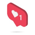 Follower isometric notification symbol for application instagram. Web app button for social media. Vector illustration icon