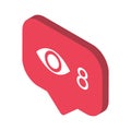 Follower isometric notification symbol for application instagram. Web app button for social media. Vector illustration icon