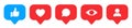 Follower notification icon. Social network signs. Social media comment, like, views, follower icons. Stories user button sign