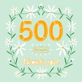 500 followers, thank you vector illustration