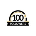 100000 followers and friends, 100K anniversary congratulations design banner template. Black and gold vector