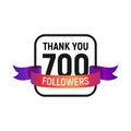 700 followers number with color bright ribbon isolated vector icon. Four hundred follower thank you