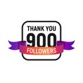 900 followers number with color bright ribbon isolated vector icon. Four hundred follower thank you