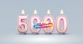 5000 followers of online users, congratulatory candles in the form of numbers. Vector