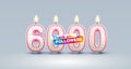 6000 followers of online users, congratulatory candles in the form of numbers. Vector