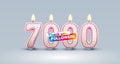 7000 followers of online users, congratulatory candles in the form of numbers. Vector