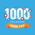 1000 followers, social sites post, greeting card