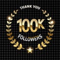 100000 followers thank gold illustration on transparent