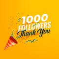 1000 followers thank you background with confetti Royalty Free Stock Photo